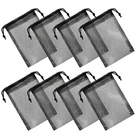 XLIUAX 8 Pcs Mesh Bags, Small Mesh Bags Drawstring Rock Collecting Bag Black Drawstring Storage Bag Polyester Net Sack 6 X 4" Mini Net Sack for Traveling Portable Outdoor Activities