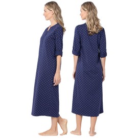 PajamaGram Womens Nightgowns So Soft - Long Nightgowns for Women, Navy, M, 8-10