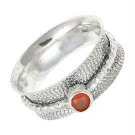 JEWELSTREZORO Gemstone Spinner Ring Men & Women Spinner Ring 925 Sterling Silver Meditation Ring Gift Item Jewellery TSR154, Gemstone Precious metal gemstone, Carnelian