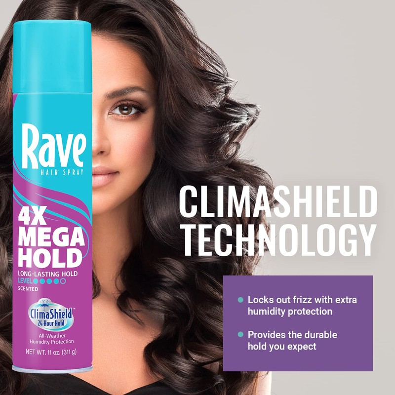 Rave 4X Mega Long-Lasting Firm Hold Scented Hair Spray for