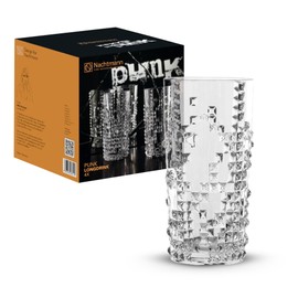 Nachtmann Punk Long Drink Glasses – Set of 4 Lead-Free 12.6 oz Crystal Tumblers Featuring Studded Design, Tall Machine-Made Glassware for Cocktails, Mocktails, Soda, Water, Home Bars