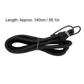 Bungee Cord with Hooks, 140cm / 55in Elastic Rubber Bungee Cords Weatherproof & UV-Resistant Elastic Bungee Strap for Securing Tarps, Luggage, Tents, Bikes, Garden Furniture, Camping, Hand Cart(Black)