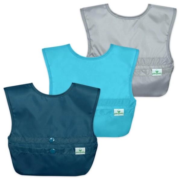 green sprouts Blue Waterproof Baby Bib with Flip Pocket for