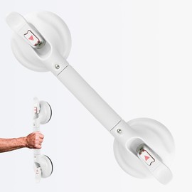 DAREN MEDICAL Shower Handle,Shower Handles with Strong Suction Cup Grab Bar,Bathroom Safety Grab Bar for Handicap Elderly Seniors and Disabled,White