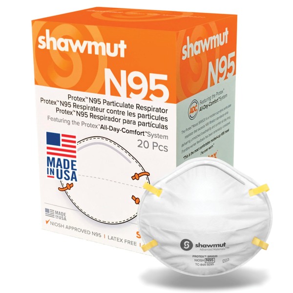 Shawmut Protex™ N95 Mask, Made in the USA NIOSH Approved,