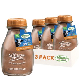 Sillycow Farms Hot Chocolate Mix Flavor | Rich Hot Cocoa Delight | Gluten-Free, Non-GMO, Dairy-Free | Nut-Free Certified Quality Cocoa Powder Blend | 16.9 Oz Reusable Glass Bottle - Pack of 3
