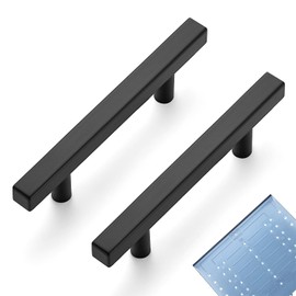Ravinte 10 Pack 3-1/2 Inch Cabinet Pulls Black Sqaure Kitchen Cabinet Handles Black Cabinet Hardware Stainless Steel Drawer Pulls 6 Inch Overall Length with Mounting Template