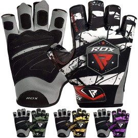 RDX Training Gloves, Gym Weightlifting, Muscle Training, Fitness, Bodybuilding, Exercise, Powerlifting, Half Finger Wrist Support, Work Wear, Palm Protection, Gym Gloves