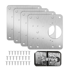 NestNook Hinge Repair Plate with Screws, 4 Pieces Cabinet Repair Kit Stainless Steel Kitchen Cabinet Door Hinge Repair Brackets