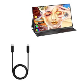 BoxWave Cable Compatible with UPERFECT QLED Portable Monitor N156N01 (15.6 in) - DirectSync PD Cable (3ft) - USB-C to USB-C (100W), Type C Braided 3ft Charge and Sync Cable - Jet Black