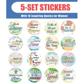 NewEights Inspiring Christian Women Stickers (5 Sets X 16 Designs) - Christian Stocking Stuffers for Kids, Boys, Girls - Great Enticements for Party Favors, Sunday School Classroom Rewards