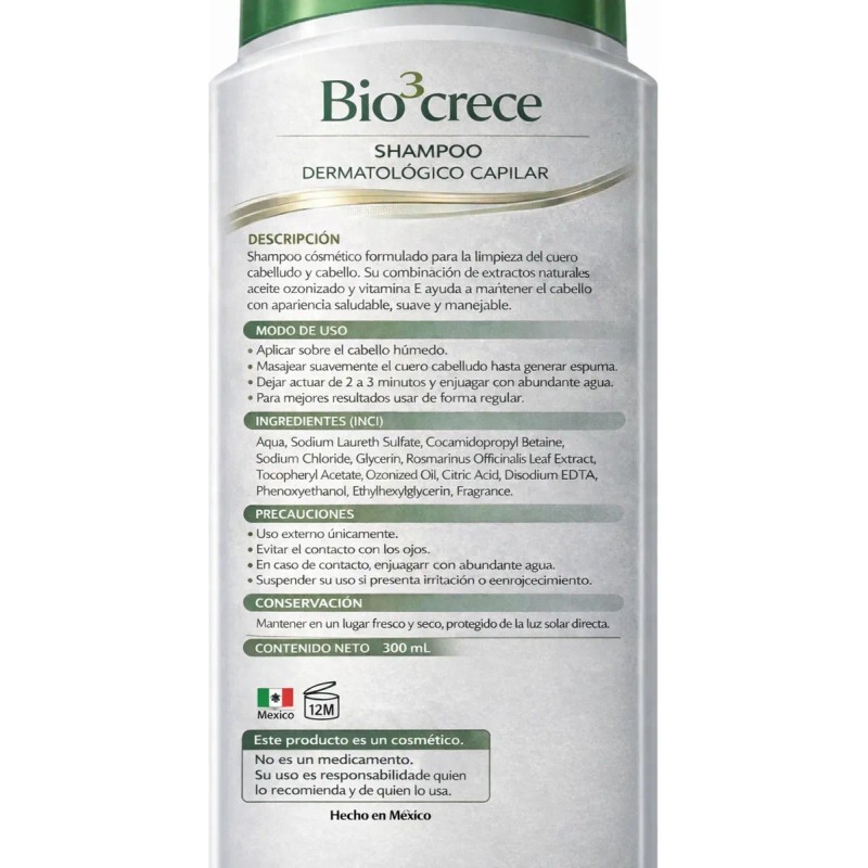 Shampoo Bio3crece Ozonizado Vitamina Romero 300ml