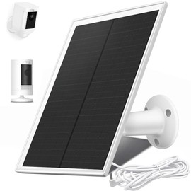 Solar Panel for Ring Camera,6W Solar Charger Compatible with Ring Stick Up Cam Battery and Ring Spotlight Cam Battery Battery,Output 6W/5V, DC3.5mm Plug, Not for Spotlight Plus/Pro (White)