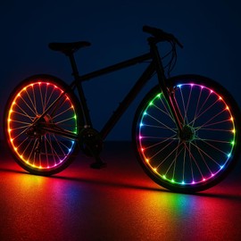 Bike Wheel Lights 2-Pack – LED Bicycle Wheel Lights with Remote Control, 17 Colors 7 Modes, 4 Timer Settings, Waterproof – Great Gift for Kids & Adults