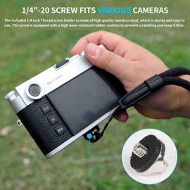 Correa de mano para cámara, cuerda de algodón suave, compatible con Sony A6700, A6600, A6500, A6400, A6300, A6100, A6000, Cámara sin espejo, cámara de acción GoPro Insta360, color negro, Negro -,