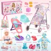YIYBM Baby Doll Stroller Play Set with 12.5" Baby Doll,Dining