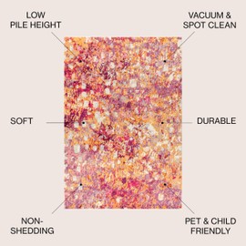 JONATHAN Y CTP108C-5 Contemporary POP Modern Abstract Indoor Area-Rug Bohemian Easy-Cleaning High Traffic Bedroom Kitchen Living-Room Non Shedding, 5 ft x 8 ft, Pink/Orange