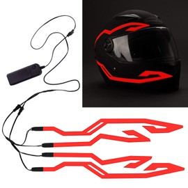 JIGUOOR 4 luces para casco de motocicleta, casco de señal de conducción nocturna, luz EL, kit de accesorios de decoración para motocicleta (rojo, alimentado por pilas)