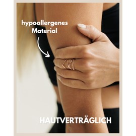 GD GOOD.designs Ring Set Adjustable for Women Made of Stainless Steel – Waterproof – 3-Piece Stacking Rings in Silver, 18K Gold, Rose Gold | Includes Gift Box, Precious metal, No Gemstone