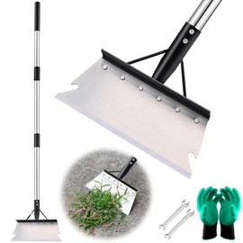DOUBFIVSY Garden Cleaning Shovel, 54 Inch Multifunctional Flat Shovel Adjustable Long Handle Heavy Duty Garden Shovels Weed Scraper for Lawn Edging, Scraping, Weed and Ice Removal