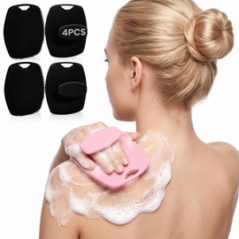 Cepillo de Silicona para Cuerpo 4 Pcs, Cepillo Corporal para Masaje Limpiador y Exfoliante, Cepillo Exfoliante Corporal Cerdas Suaves para Limpiar y