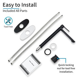 Casta Diva Tall Bathroom Faucet for Vessel Sink Lead-Free Brass Single Handle Bathroom Faucet Single Hole Lavatory Faucets Tool Free Installation (Black)