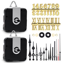 QLOUNI 2 Pieces Clock Movement for Wall Clock, Silent Clock Movement Set with 2 Clock Number Sets, 5 Clock Hand Sets, DIY Clock Repair Kit, Radio Wall Clock for Clock Replacement Parts