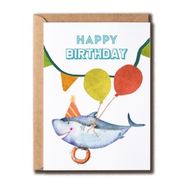 GoGiDesigns Greeting Splash Card - Shark Happy Bday Greeting Card - Shark Birthday Anniversary Card - Humor Card For Kids