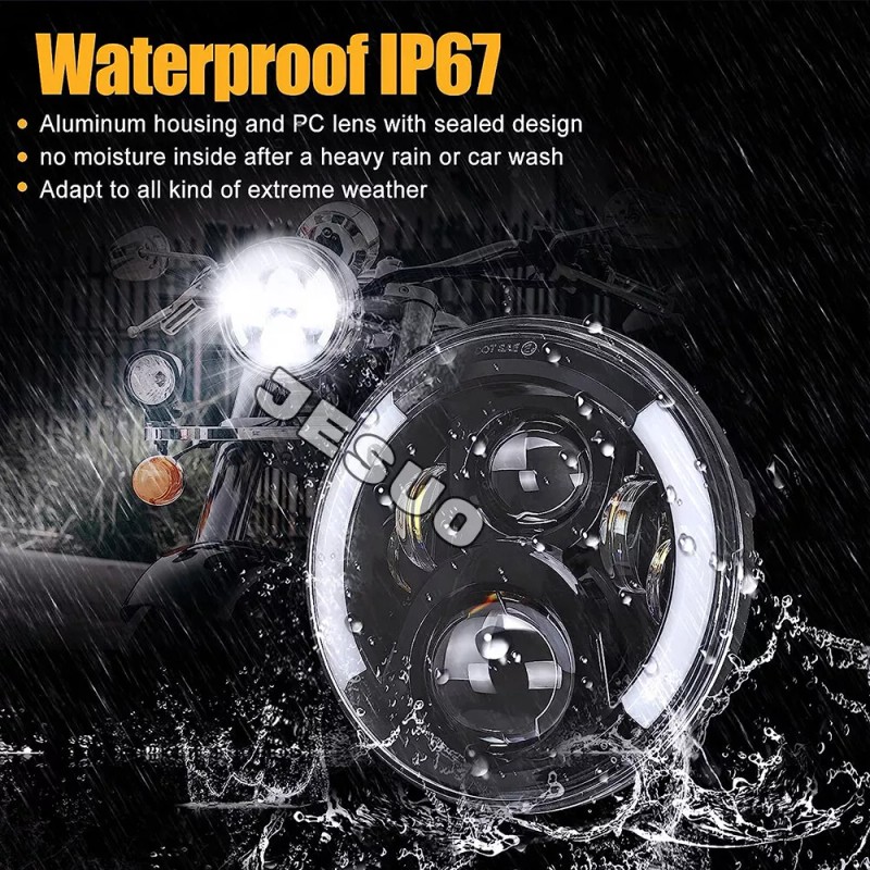 JESUO 4PC 5-3/4 5.75 Inch Round LED Headlight Hi/Lo Beam