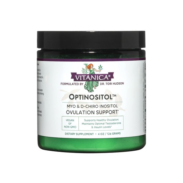 Vitanica Optinositol, Dr Formulated Myo-Inositol & D-Chiro Inositol Powder 4100 mg, 30 Day Supply, Ovulation and Fertility Support Supplement for Women, Gluten Free, Non-GMO, Vegan, 4.4 Ounce