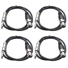Seismic Audio - SATRXL-F3-4 Pack of 3 Foot 1/4 Inch TRS to XLR Female Patch Cables - Balanced - 3 Foot Patch Cord - Black and Black