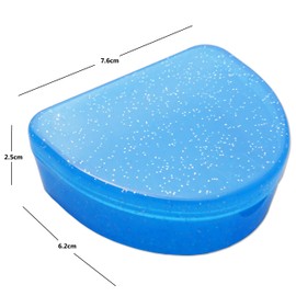 Slim Orthodontic Dental Case - Colour & Glitter Choices for Retainers, Bleaching Trays, Dentures & More (Glitter Blue)