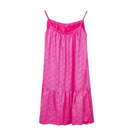 yoeasy Women Loose Floral Printed Sleeveless Spaghetti Straps Mini Sundress Boho Beach Swing Mini Dresses (Large, Rose)