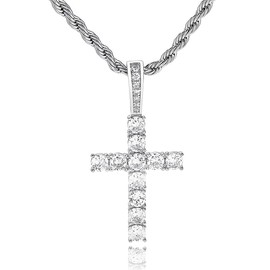 YHIJSR Men's Pendant Cross Necklace Jewellery Full Diamond Cross Necklace Men Women Cross Necklace