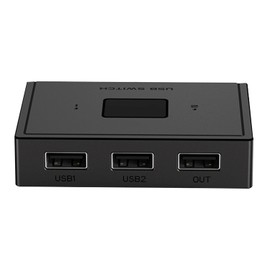 CERRXIAN USB 2.0 Switch Selector, bidirektionaler USB Switch 2 in 1 Out für 2 Computer, gemeinsame Nutzung von Tastatur, Maus, Drucker, Scanner, KVM Switch Selector mit Mac/Win/Linux