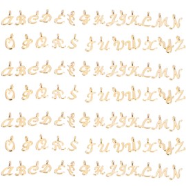 EXCEART Pack of 156 Alphabet Charm Metal Letter Charm A-S Pendant Charm ABC Spacer Beads for DIY Personalisation Necklace Bracelet Jewellery Making Golden, Metal