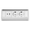 Aluminium Power Strip 2-Way I USB-A USB-C I White/Silver