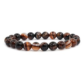 Brown Dream Agate Gemstone 8mm Round Beads Stretch Bracelet 7 Inch