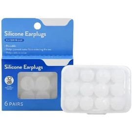 SUPERVIDA NUTRITION 12 Tapones para los oídos de silicona. (Blanco) Estuche Incluido. Tapones para dormir. 32 dB reducción de ruido de alta calidad. Impermeable. (12 tapones para los oídos)