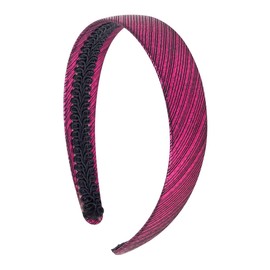 Motique Accessories 1 Inch Metallic Fabric Headband for Women and Girls (Hot Pink)