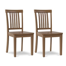 COLAMY Wooden Dining Chairs Set of 2, Solid Rubberwood Kitchen & Dining Room Chairs, Farmhouse Rustic Side Chairs for Dining Table, Anti-Slip Protection, Classic Windsor Style Seating, Oak Light Brown