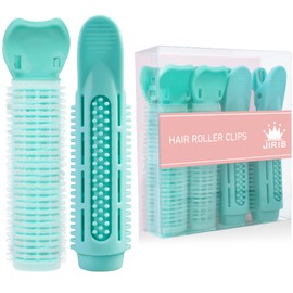 JIRIS 4 Pinzas Voluminizadoras Para Levantar Las Raíces Y Dar Volumen - Pinzas Para Flequillo Instantáneo Para Rizos Y Levantamiento Sin Esfuerzo - Rulos Con Velcro - Rulos Para Mujer - Cian