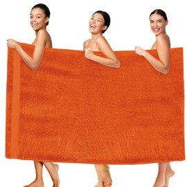 Elegant Comfort Premium Super Soft Highly Absorbent 1 Piece Oversized Bath Sheet - 40" x 80" inch, Luxurious Hotel Spa Quality 100% Turkish Cotton Extra Large Bath Towels for Adults, Orange
