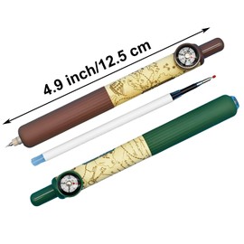 Maydahui 8 Pcs Creative Compass Short Pocket Pens Mini Fat Pen Comfort Grip Orienteering Compass Find Direction Black Ink for Hiking Camping Backpacking