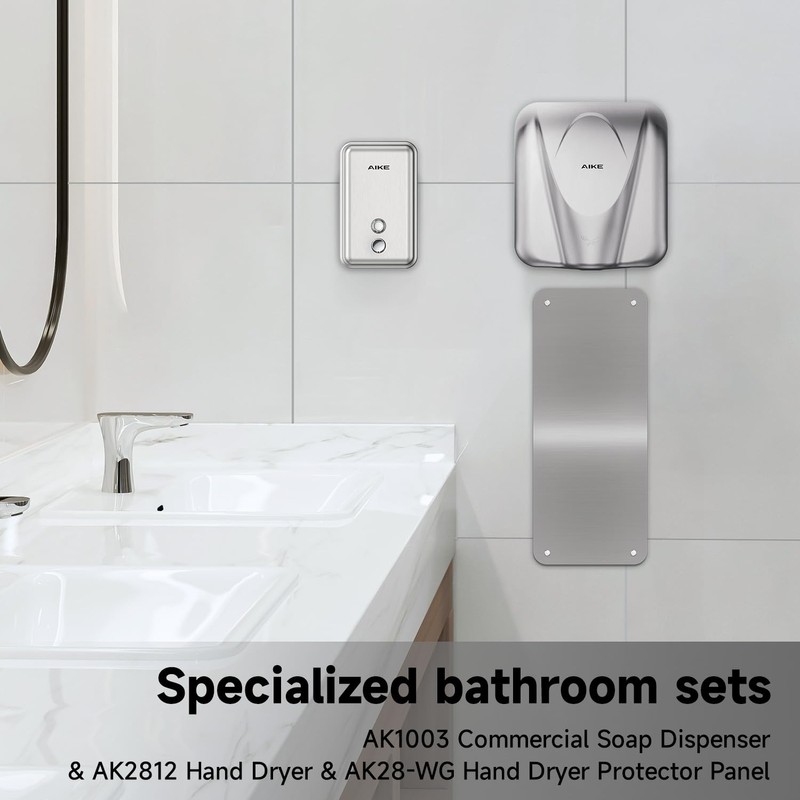 AIKE Durable Stainless Steel Hand Dryer Wall Splash Guard Backsplash