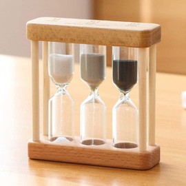 Creative 3-in-1 Wooden Hourglass Timer with 1/3/5 Minute Countdown for Time Management and Home Decoration