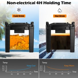 COSTWAY Insulated Beverage Dispenser, 2.5 Gallon Ice and Hot Drink Server with Handles for Catering, Food-grade LLDPE Material, Keep Hot Chocolate Tea Warm, Hot beverage Dispenser for Party, Black
