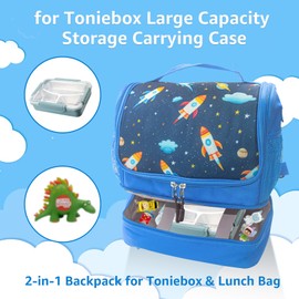 Carrying Case for Toniebox,Backpack Bag for Toniebox Starter Set , Tonie Figures ,Headphones and Charging Station, Portable Storage Bag with Shoulder Strap and Handle Bar, Hanging Storage (Blue)