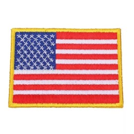 Unbranded AMERICAN FLAG PATCH embroidered iron-on GOLD BORDER USA US United States
