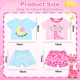Baby Doll Clothes for 14-18 Inch Baby Dolls, 35-45 cm Pyjamas Clothing Outfits for Baby Dolls, Clothes Pyjamas with Star and Moon Pattern Giraffe Pyjamas for 43 cm Dolls, Gift for Children
